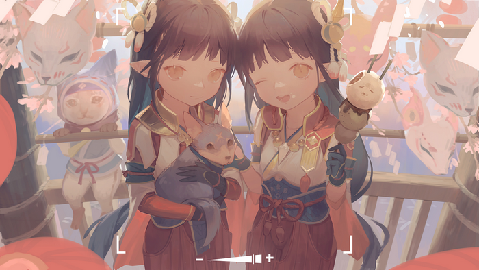 Minoto, animals, original characters, Monster Hunter Rise, Hinoa, anime girls