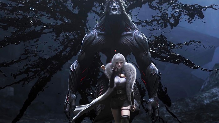 4K Anime Girl Ling Long with Dark Creature
