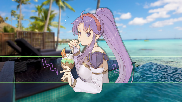 summer, water, beach, Fire Emblem, picture-in-picture