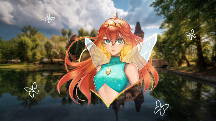 Bloom (Winx Club), Winx Club, picture-in-picture, lake, castle