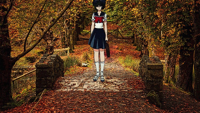 bridge, Urabe Mikoto, trees, sheet, forest, Nazo no Kanojo X