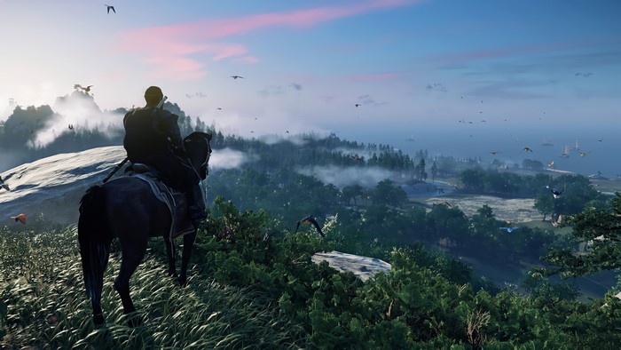 4K, PlayStation, Feudal Japan, screen shot, samurai, Ghost of Tsushima, protagonist, video games, Video Game Landscape, Jin Sakai