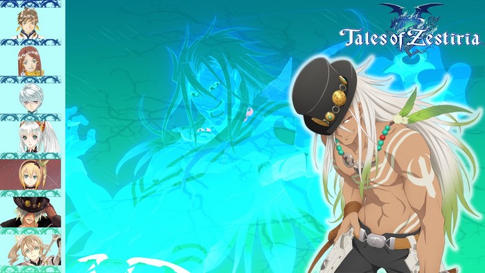 muscles, muscular, Tales of Zestiria, hat, anime, cyan background, anime men, anime boys