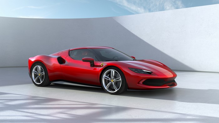 Red Ferrari 296 GTB electric sports car