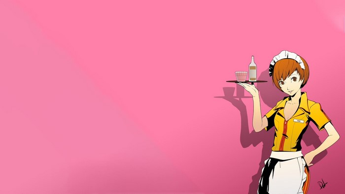waitress, video games, anime girls, Shin Megami Tensei Series, person 4, Satonaka Chie