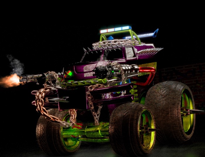 3D, truck, gunships, wheels, Twisted Metal (Video Game)