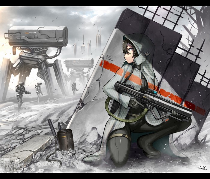 science fiction, Girl With Weapon, anime, GiA