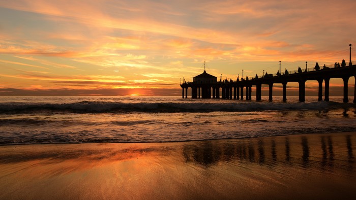 4K, jetty, pier, nature, sunset, beach