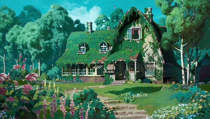 Karigurashi no Arrietty, nature, digital art, artwork, house, trees
