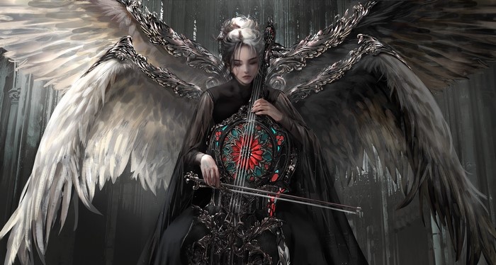 4K Digital Art of Cruella de Vil with Angel Wings