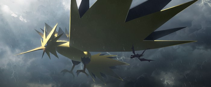 4K, Pokémon, Aerodactyl, Zapdos, anime, Flygon, Asteroid (artist)
