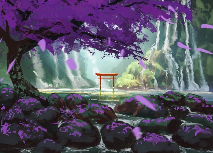 fantasy art, artwork, nature, Asia, trees