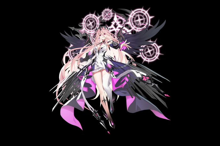 anime, long hair, anime girls, black background, simple background, red eyes, Lapis, GrandChase