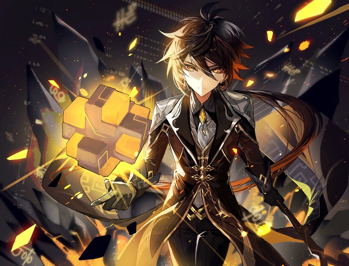 4K, anime games, Zhongli (Genshin Impact), Genshin Impact, 2D, Pixiv