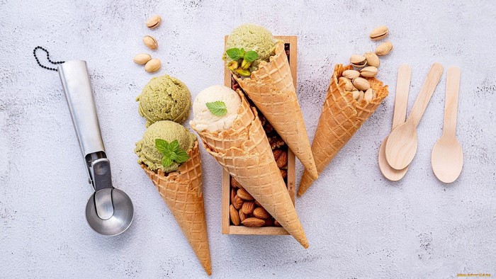 sweets, food, waffles, ice cream