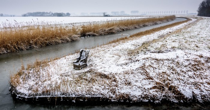 cold, ice, winter, outdoors, landscape, snow, chair