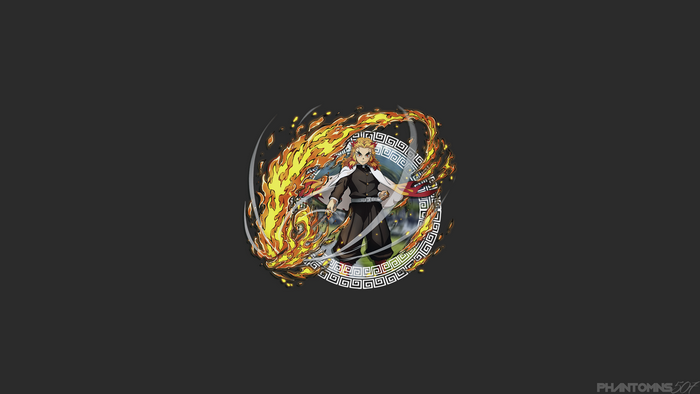 4K, fire, red, rengoku kyoujurou, Kimetsu no Yaiba, anime, minimalism
