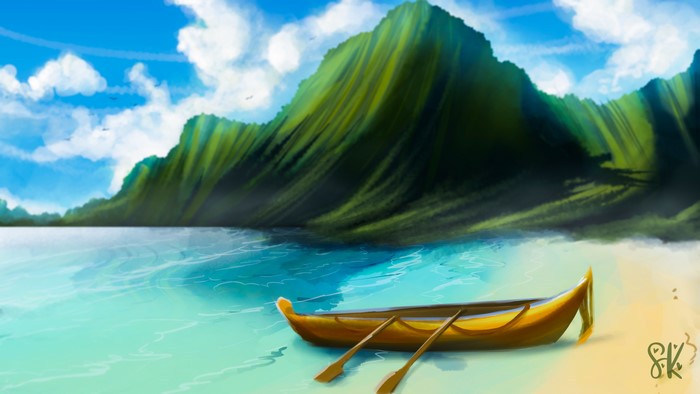 4K, beach, boat, ocean view, island