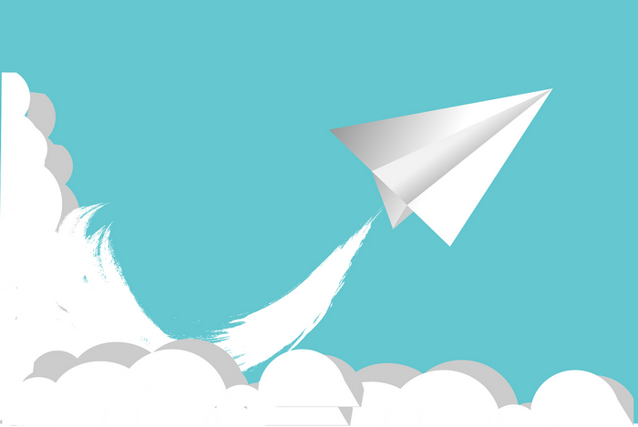 paper planes, paper, cyan background, ppt, clouds