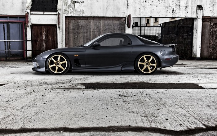 Mazda RX-7, Mazda RX-7 FD, sports car, Mazda, car, gray, concrete, side ...