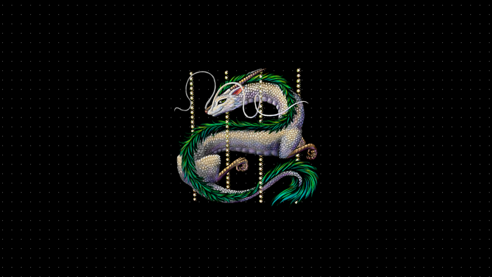 loong, dark, whiskers, dragon, dark background, dots, Haku, Spirited Away, chinese dragon