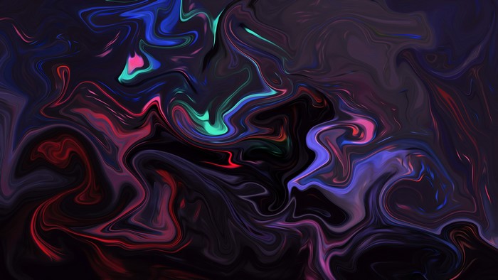 4K, liquid, XEBELION, colorful, shapes, abstract, dark, artwork, fluid