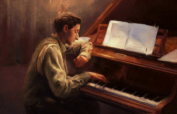 The Pianist Digital Artwork Featuring Adrien Brody