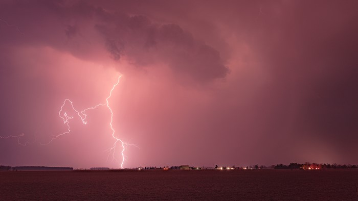 nature, storm, field, clouds, lightning