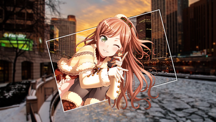 picture-in-picture, winter, river, Imai Lisa, city, BanG Dream!