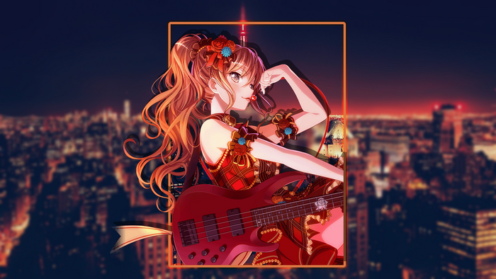 guitar, Imai Lisa, BanG Dream!, city, picture-in-picture
