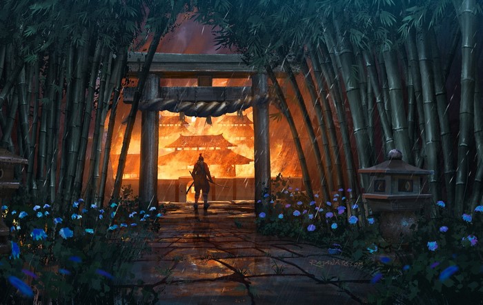 Asian architecture, bamboo, Sekiro: Shadows Die Twice, artwork, fantasy art