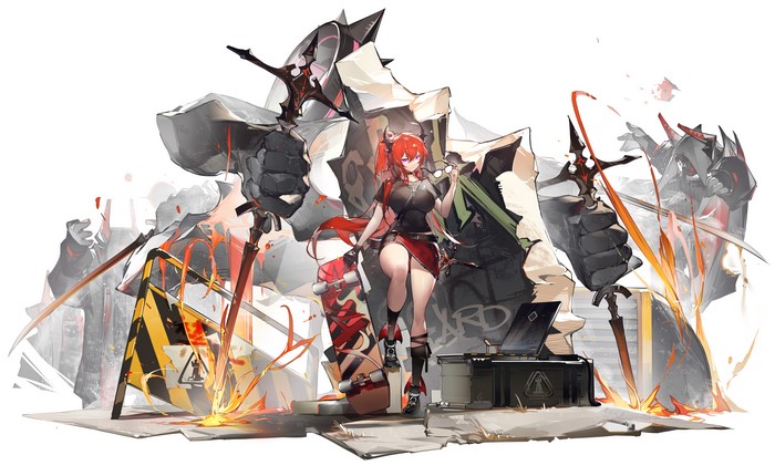 4K, Arknights, YuShe Quetzalli, Surtr (Arknights), Yushi Ketsalkoatl, anime, anime girls