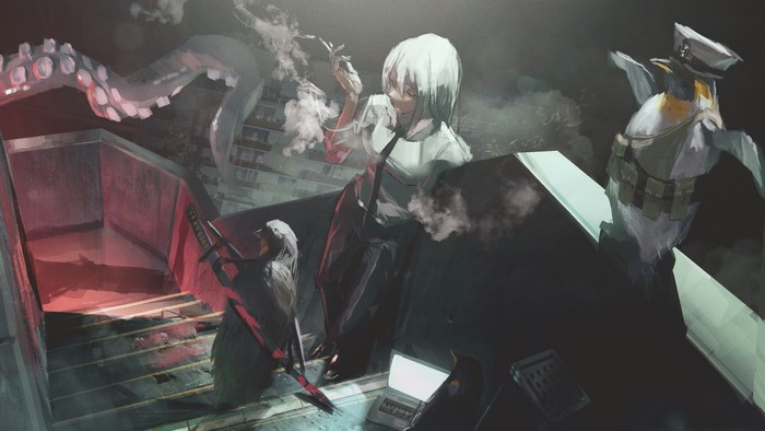 anime girls, Neg, anime