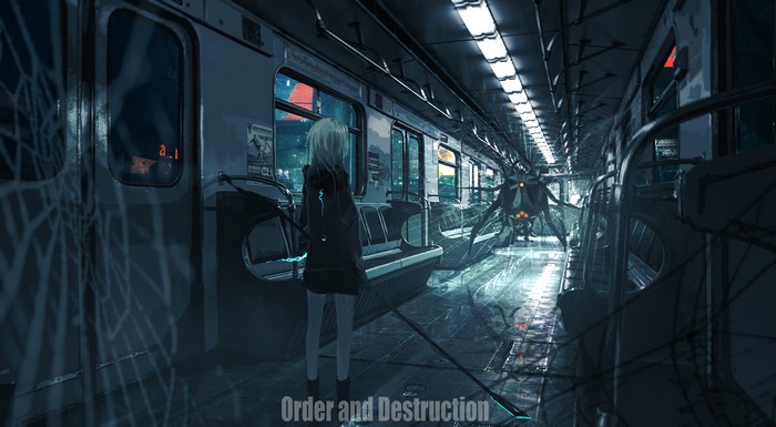 4K, Lifeline, anime, railway, anime girls