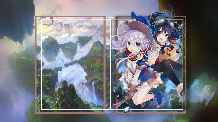 Nepgear (Hyperdimension Neptunia), picture-in-picture, fantasy art, Uni (Hyperdimension Neptunia)