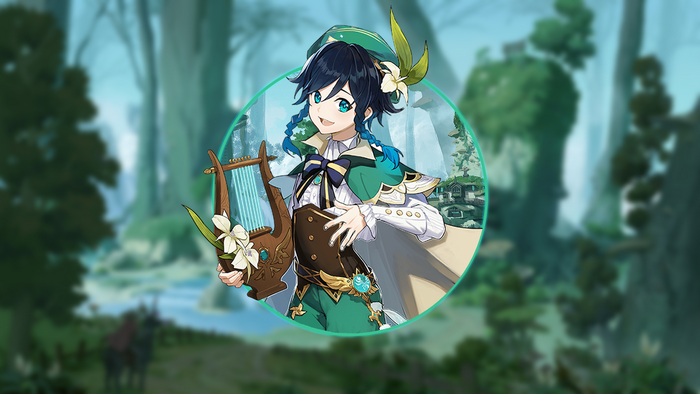 Venti (Genshin Impact), picture-in-picture, forest, Genshin Impact