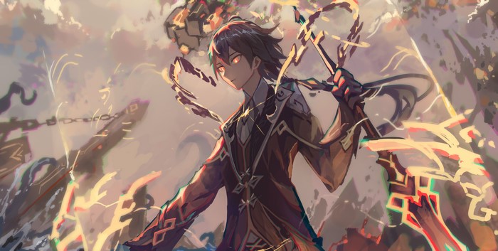 4K, anime boys, Zhongli (Genshin Impact), Genshin Impact