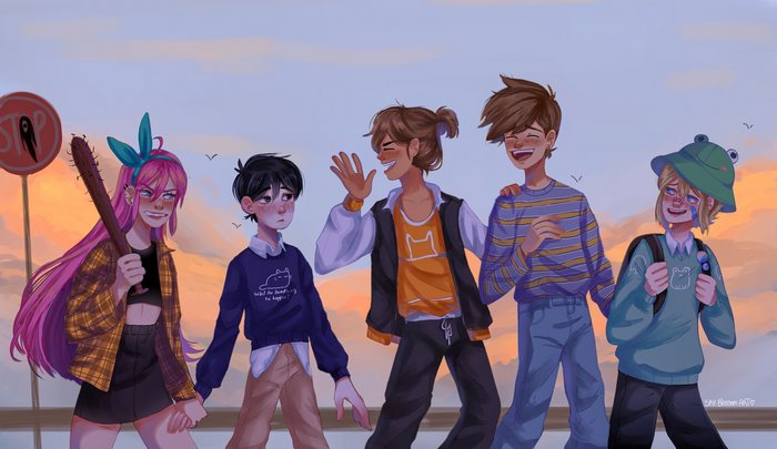Sunny and Friends from Omori at Sunset