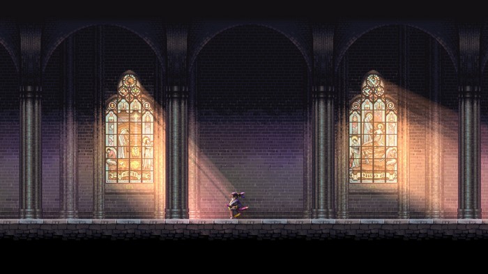 video games, Katana Zero, pixelated, stained glass, screen shot