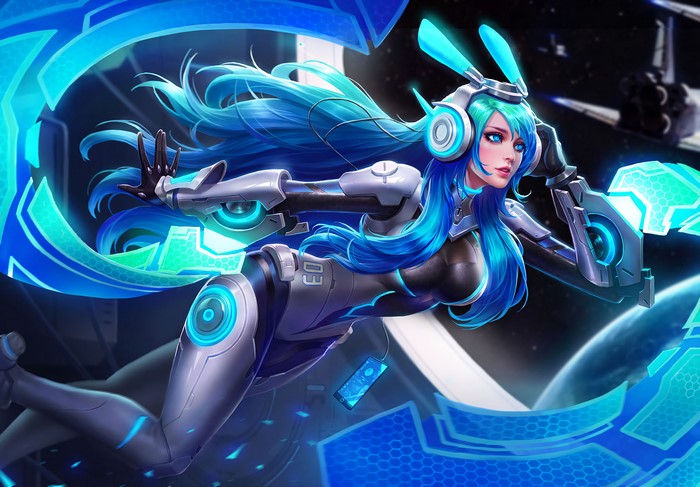 4K, science fiction, science fiction women, futuristic, artwork, women, anime girls, game characters, aqua eyes, blue hair