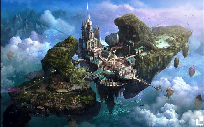 fantasy architecture, digital art, castle, artwork