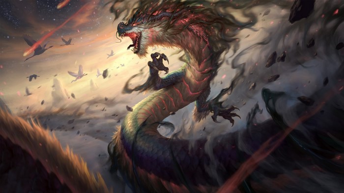 4K, fantasy art, dragon, creature, loong, chinese dragon