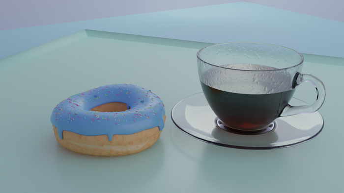Blender, coffee, donut, 3D graphics