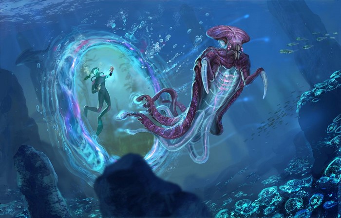 video games, subnautica, underwater, video game art