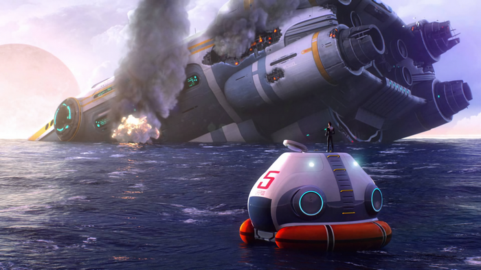 spaceship, vehicle, subnautica, video games, wreck, video game art, PC gaming