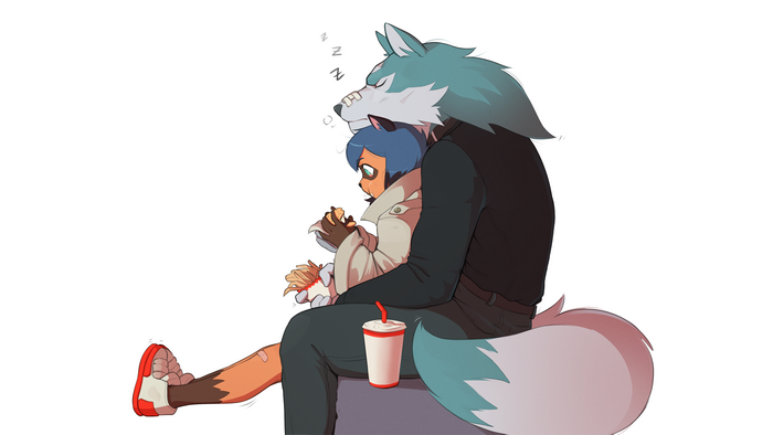 BNA Character Michiru Kagemori and Shirou Ogami Relaxing