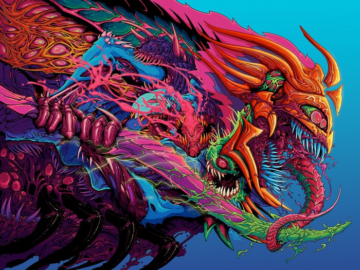 imagination, creature, horror, digital art, artwork, sword, colorful ...