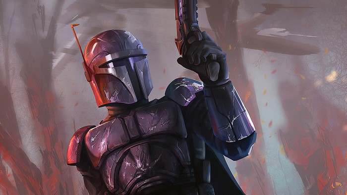 The Mandalorian, artwork, TV Series, science fiction, blaster, bounty hunter, Star Wars