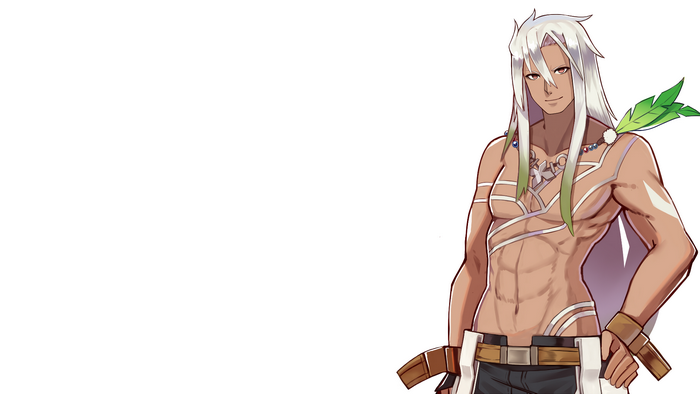 simple background, white background, Tales of Zestiria, muscles, anime, anime boys, muscular, looking at viewer