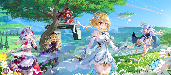 Genshin Impact 4K Anime Art Featuring Paimon and Amber